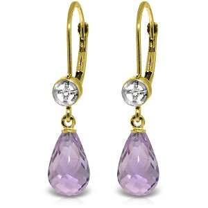 4.53 Carat 14K Solid Yellow Gold Femme Amethyst Diamond Earrings