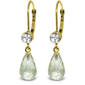 4.53 Carat 14K Solid Yellow Gold Smiles Green Amethyst Earrings