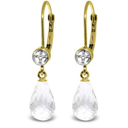 4.53 Carat 14K Solid Yellow Gold Femme White Topaz Diamond Earrings