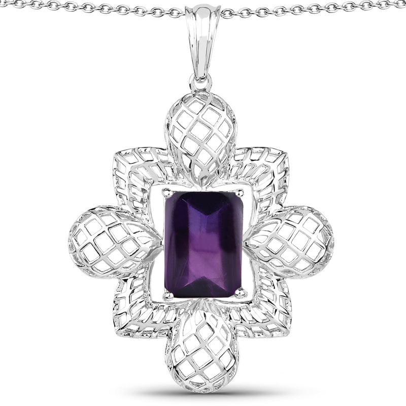 7.80 Carat Genuine Amethyst .925 Sterling Silver Pendant