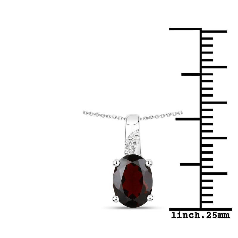 1.27 Carat Genuine Garnet and White Zircon .925 Sterling Silver Pendant