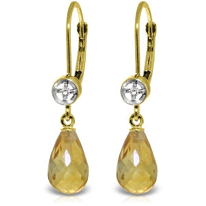 4.53 Carat 14K Solid Yellow Gold Femme Citrine Diamond Earrings