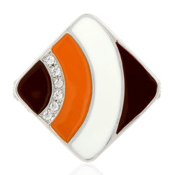 0.63ct Natural Cubic Zirconia Cocktail Ring 925 Sterling Silver Enamel Jewelry
