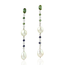 13.57ct Natural Iolite Dangle Earrings 925 Sterling Silver Jewelry