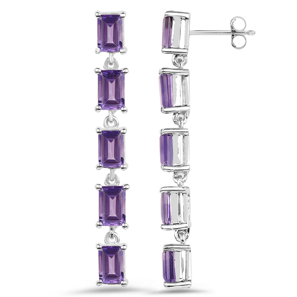 5.50 Carat Genuine Amethyst .925 Sterling Silver Earrings