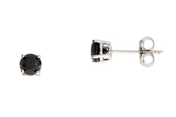 1.00ct Black Diamond Stud Earrings Sterling Silver