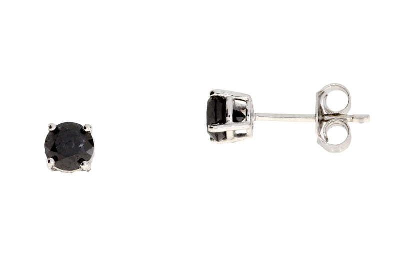 1.00ct Black Diamond Stud Earrings Sterling Silver