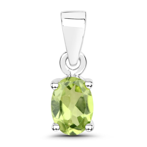 0.83 Carat Genuine Peridot .925 Sterling Silver Pendant