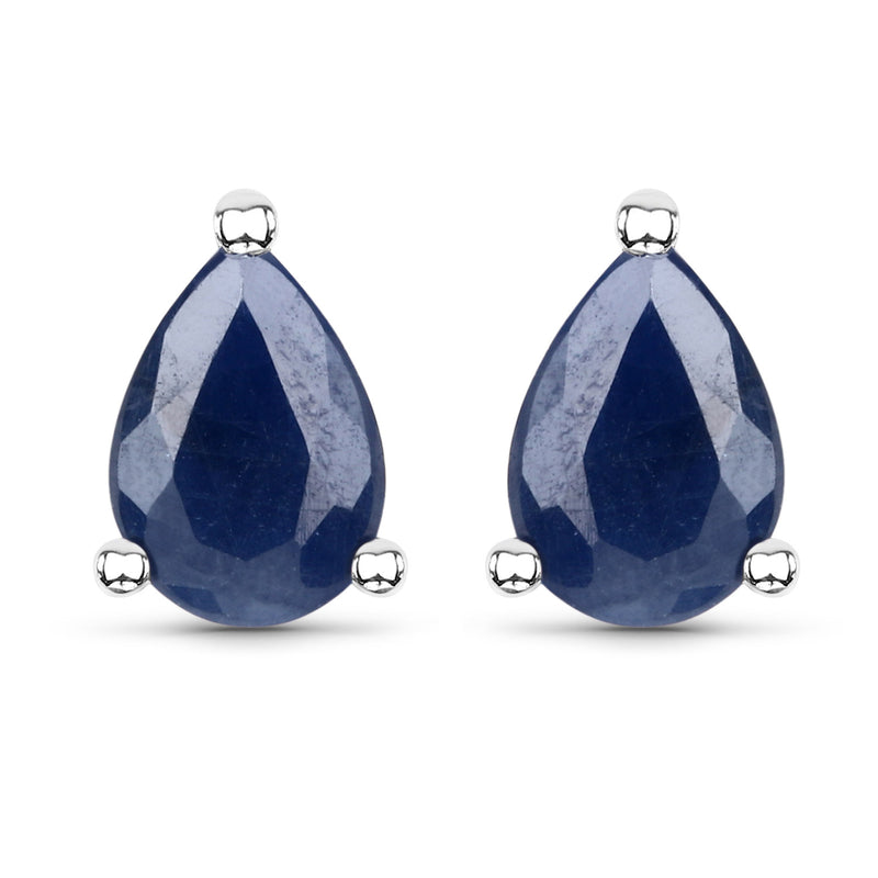 1.60 Carat Genuine Blue Sapphire .925 Sterling Silver Earrings