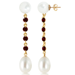 11 Carat 14K Solid Yellow Gold Pearly View Garnet Pearl Earrings