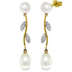 10.02 Carat 14K Solid Yellow Gold Magnifique Pearl Diamond Earrings