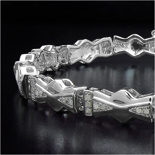 14K White Gold Plated 0.60 Carat Genuine White Diamond .925 Sterling Silver Bracelet