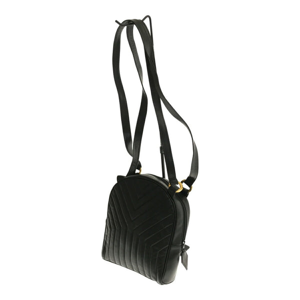YVES SAINT LAURENT Yves Saint Laurent VINTAGE Shoulder Bag Black Y Quilted Handbag Leather Ladies