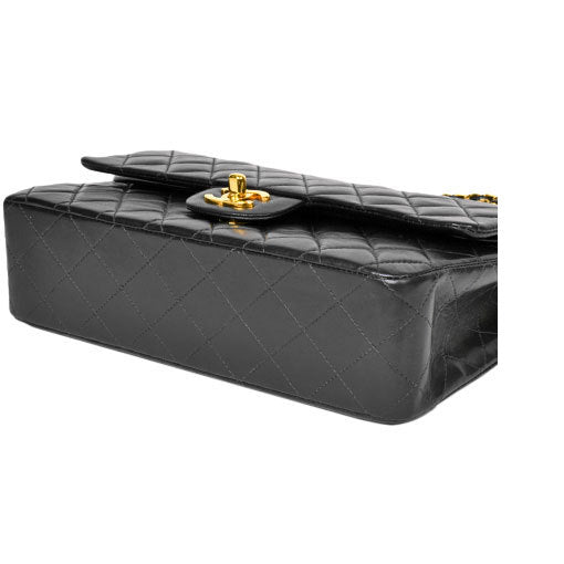 Chanel CHANEL Matrasse 25 Double Flap W Chain Coco Mark Shoulder Bag Black Lambskin A01112