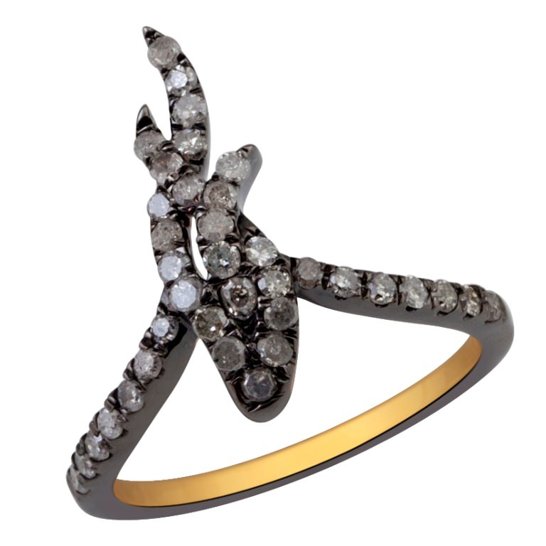 Pave Diamond Statement Ring 925 Sterling Silver Women Jewelry