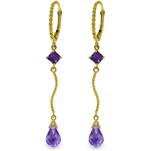 3.5 Carat 14K Solid Yellow Gold Rockstar Amethyst Earrings