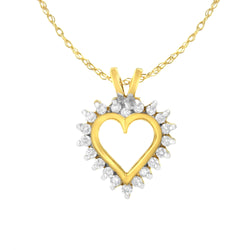 10KT Yellow Gold Heart Shaped 1/4 cttw Diamond 18" Pendant Necklace (K-L, I1-I2)