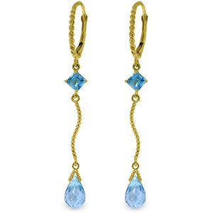 3.5 Carat 14K Solid Yellow Gold Rockstar Blue Topaz Earrings