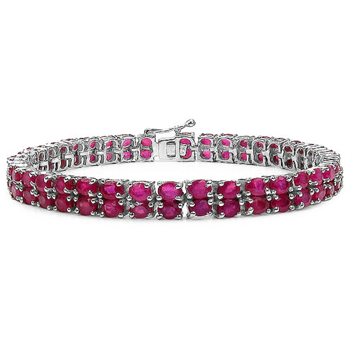 16.72 Carat Genuine Glass Filled Ruby .925 Sterling Silver Bracelet