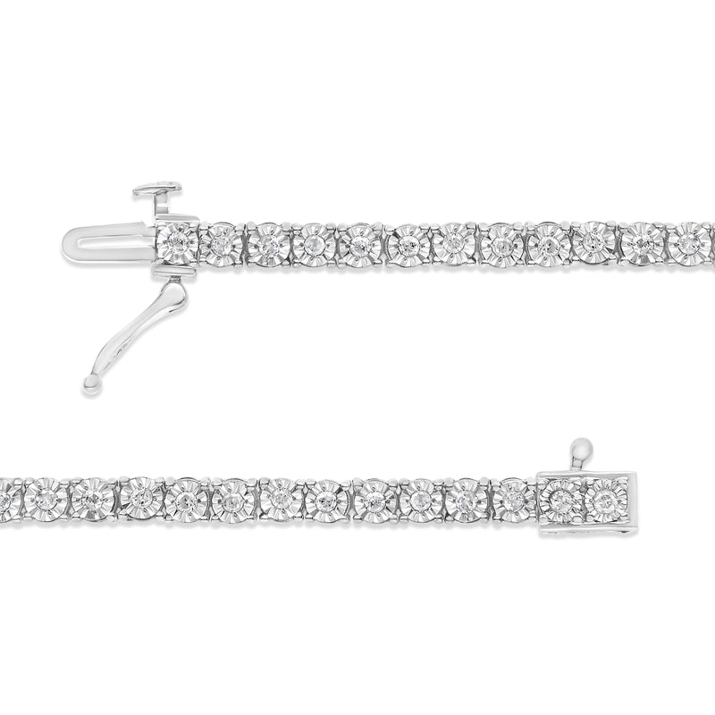 IGI Certified Sterling Silver 1ct TDW Rose-cut Diamond Tennis Bracelet (I-J I3-Promo)