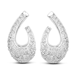 0.64 Carat Genuine White Diamond .925 Sterling Silver Earrings