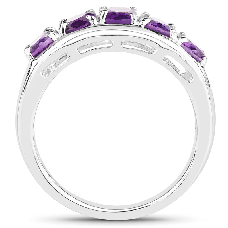 1.70 Carat Genuine  Amethyst .925 Sterling Silver Ring