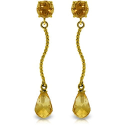 4.3 Carat 14K Solid Yellow Gold Danglings Earrings Natural Citrine