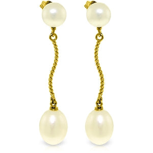 10 Carat 14K Solid Yellow Gold Danglings Earrings Natural Pearl