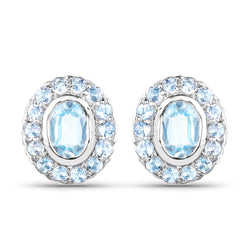 2.91 Carat Genuine Blue Topaz .925 Sterling Silver Earrings