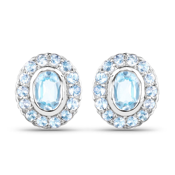 2.91 Carat Genuine Blue Topaz .925 Sterling Silver Earrings