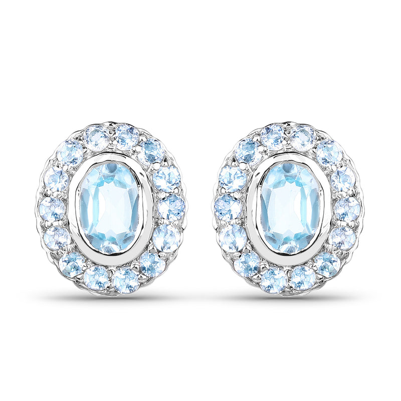 2.91 Carat Genuine Blue Topaz .925 Sterling Silver Earrings