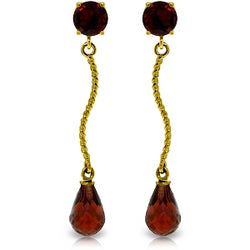 4.3 Carat 14K Solid Yellow Gold Danglings Earrings Natural Garnet