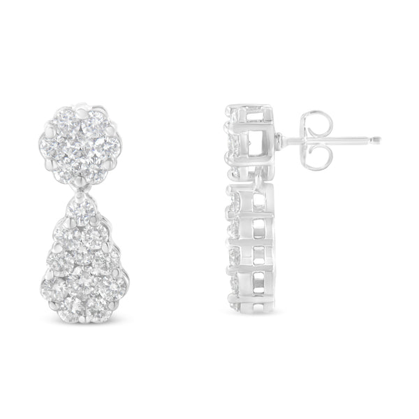 18K White Gold 3ct. TDW Round-cut Diamond Earrings (H-II1-I2)