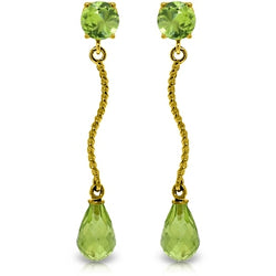 4.3 Carat 14K Solid Yellow Gold Danglings Earrings Natural Peridot