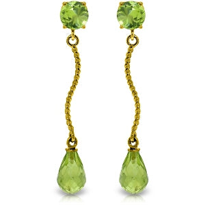 4.3 Carat 14K Solid Yellow Gold Danglings Earrings Natural Peridot