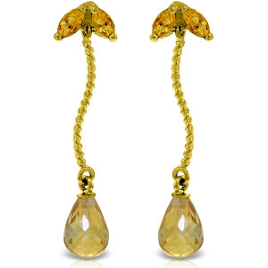 3.4 Carat 14K Solid Yellow Gold Breeze Citrine Earrings