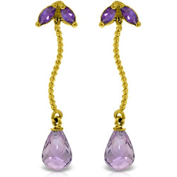 3.4 Carat 14K Solid Yellow Gold Breeze Amethyst Earrings