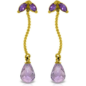 3.4 Carat 14K Solid Yellow Gold Breeze Amethyst Earrings