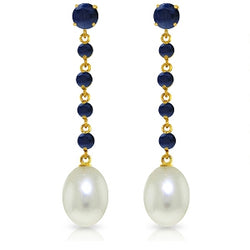 10 Carat 14K New View Sapphire Pearl Earrings