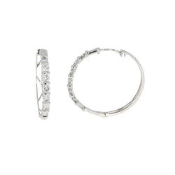 Genuine 1.02ct Diamond Hoop Earrings 10KT White Gold