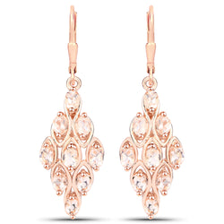 18K Rose Gold Plated 2.70 Carat Genuine Morganite .925 Sterling Silver Earrings