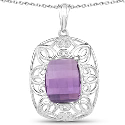 7.30 Carat Genuine Amethyst .925 Sterling Silver Pendant