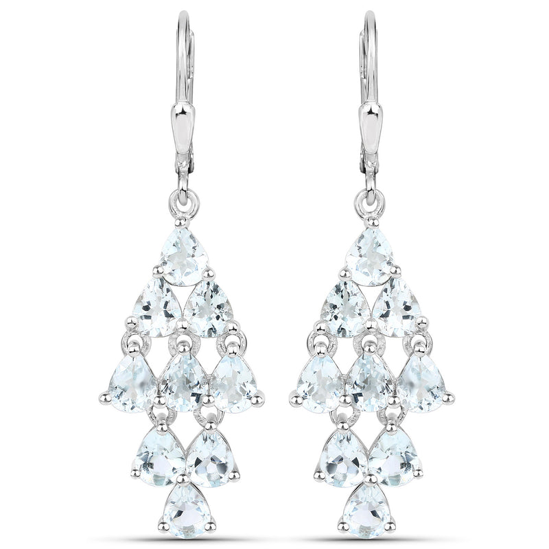 3.96 Carat Genuine Aquamarine .925 Sterling Silver Earrings