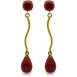 7.9 Carat 14K Solid Yellow Gold Dangling Earrings Natural Ruby