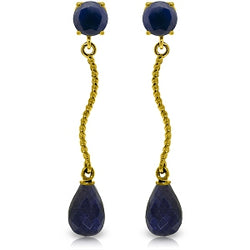 7.9 Carat 14K Solid Yellow Gold Dangling Earrings Natural Sapphire