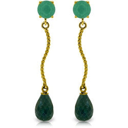 7.9 Carat 14K Solid Yellow Gold Dangling Earrings Natural Emerald