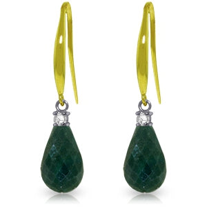 6.7 Carat 14K Solid Yellow Gold Joya Emerald Diamond Earrings