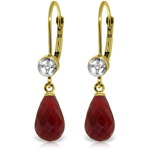 6.63 Carat 14K Solid Yellow Gold Femme Ruby Diamond Earrings