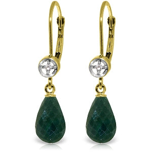6.63 Carat 14K Solid Yellow Gold Femme Emerald Diamond Earrings