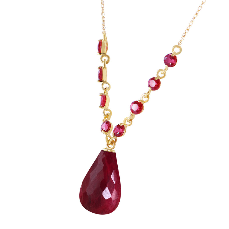 15.8 Carat 14K Solid Yellow Gold Sketch Of Love Ruby Necklace